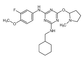 N2-(cyclohexylmethyl)-N4-(3-fluoro-4-methoxyphenyl)-6-((1-methylpyrrolidin-2-yl)oxy)-1,3,5-triazine-2,4-diamine CAS:676359-39-0 manufacturer & supplier