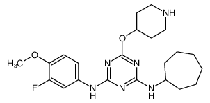 N2-cycloheptyl-N4-(3-fluoro-4-methoxyphenyl)-6-(piperidin-4-yloxy)-1,3,5-triazine-2,4-diamine CAS:676359-64-1 manufacturer & supplier