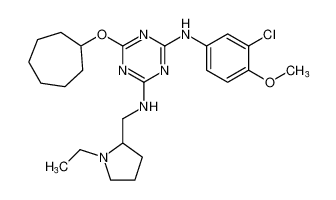 N2-(3-chloro-4-methoxyphenyl)-6-(cycloheptyloxy)-N4-((1-ethylpyrrolidin-2-yl)methyl)-1,3,5-triazine-2,4-diamine CAS:676359-72-1 manufacturer & supplier