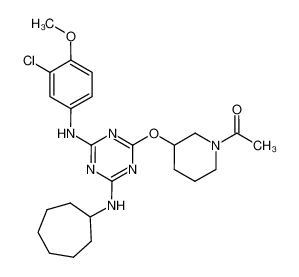 1-{3-[4-(3-Chloro-4-methoxy-phenylamino)-6-cycloheptylamino-[1,3,5]triazin-2-yloxy]-piperidin-1-yl}-ethanone CAS:676360-83-1 manufacturer & supplier