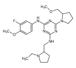 N2-((1-ethylpyrrolidin-2-yl)methyl)-N4-(3-fluoro-4-methoxyphenyl)-6-(2-(methoxymethyl)pyrrolidin-1-yl)-1,3,5-triazine-2,4-diamine CAS:676361-06-1 manufacturer & supplier