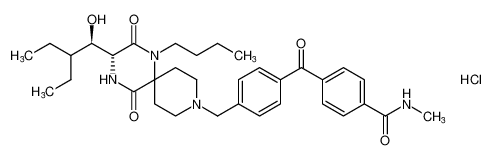 Benzamide,4-[4-[[(3R)-1-butyl-3-[(1R)-2-ethyl-1-hydroxybutyl]-2,5-dioxo-1,4,9-triazaspiro[5.5]undec-9-yl]methyl]benzoyl]-N-methyl-, monohydrochloride CAS:676452-97-4 manufacturer & supplier