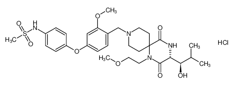 Methanesulfonamide,N-[4-[4-[[(3R)-3-[(1R)-1-hydroxy-2-methylpropyl]-1-(2-methoxyethyl)-2,5-dioxo-1,4,9-triazaspiro[5.5]undec-9-yl]methyl]-3-methoxyphenoxy]phenyl]-, monohydrochloride CAS:676453-25-1 manufacturer & supplier