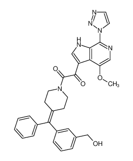 1-[4-(1-phenyl-1-(3-hydroxymethylphenyl)-methylene)-piperidin-1-yl]-2-[4-methoxy-7-(1,2,3-triazol-1-yl)-6-azaindol-3-yl]-ethane-1,2-dione CAS:676490-10-1 manufacturer & supplier