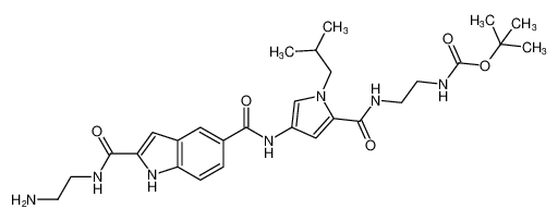 Carbamic acid,[2-[[[4-[[[2-[[(2-aminoethyl)amino]carbonyl]-1H-indol-5-yl]carbonyl]amino]-1-(2-methylpropyl)-1H-pyrrol-2-yl]carbonyl]amino]ethyl]-,1,1-dimethylethyl ester CAS:676523-51-6 manufacturer & supplier