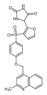 5-[3-({4-[(2-methylquinolin-4-yl)methoxy]phenyl}sulfonyl)-2-furyl]imidazolidine-2,4-dione CAS:676606-47-6 manufacturer & supplier