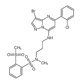 N-(3-((3-bromo-5-(2-chlorophenyl)pyrazolo[1,5-a]pyrimidin-7-yl)amino)propyl)-N-methyl-2-(methylsulfonyl)benzenesulfonamide CAS:677281-14-0 manufacturer & supplier