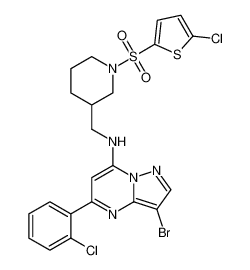 3-bromo-5-(2-chlorophenyl)-N-((1-((5-chlorothiophen-2-yl)sulfonyl)piperidin-3-yl)methyl)pyrazolo[1,5-a]pyrimidin-7-amine CAS:677281-66-2 manufacturer & supplier