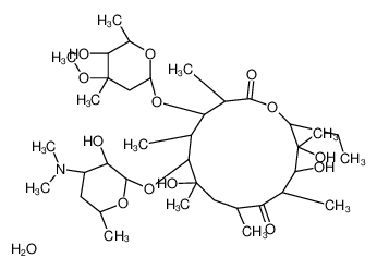 6-((4-(dimethylamino)-3-hydroxy-6-methyltetrahydro-2H-pyran-2-yl)oxy)-14-ethyl-7,12,13-trihydroxy-4-((5-hydroxy-4-methoxy-4,6-dimethyltetrahydro-2H-pyran-2-yl)oxy)-3,5,7,9,11,13-hexamethyloxacyclotetradecane-2,10-dione hydrate CAS:67733-56-6