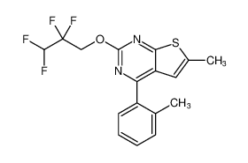 6-methyl-2-(2,2,3,3-tetrafluoropropoxy)-4-(o-tolyl)thieno[2,3-d]pyrimidine CAS:677716-10-8 manufacturer & supplier