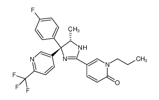 5-[(4S,5S)-4-(4-fluorophenyl)-5-methyl-4-(6-trifluoromethyl-3-pyridyl)-2-imidazolin-2-yl]-1-propyl-2-pyridone_677763-26-7