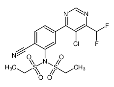 N-(5-(5-chloro-6-(difluoromethyl)pyrimidin-4-yl)-2-cyanophenyl)-N-(ethylsulfonyl)ethanesulfonamide CAS:677777-39-8 manufacturer & supplier