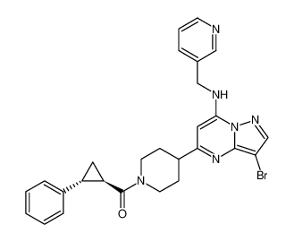 rel-(4-(3-bromo-7-((pyridin-3-ylmethyl)amino)pyrazolo[1,5-a]pyrimidin-5-yl)piperidin-1-yl)((1R,2R)-2-phenylcyclopropyl)methanone CAS:677782-83-1 manufacturer & supplier