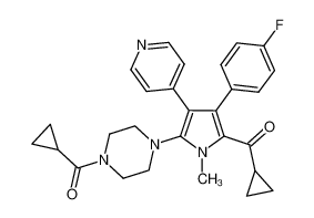 (4-(5-(cyclopropanecarbonyl)-4-(4-fluorophenyl)-1-methyl-3-(pyridin-4-yl)-1H-pyrrol-2-yl)piperazin-1-yl)(cyclopropyl)methanone CAS:678162-52-2 manufacturer & supplier