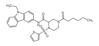 N-(9-ethyl-9H-carbazol-3-yl)-4-hexanoyl-1-(thiophen-2-ylsulfonyl)piperazine-2-carboxamide CAS:679795-45-0 manufacturer & supplier