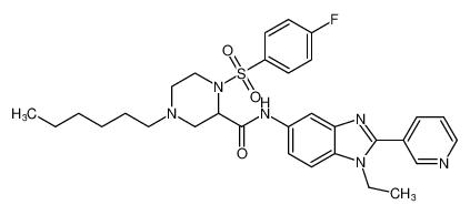 N-(1-ethyl-2-(pyridin-3-yl)-1H-benzo[d]imidazol-5-yl)-1-((4-fluorophenyl)sulfonyl)-4-hexylpiperazine-2-carboxamide CAS:679795-64-3 manufacturer & supplier