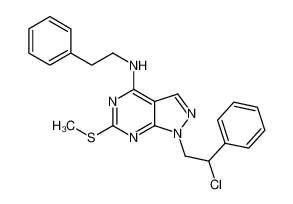 1-(2-chloro-2-phenylethyl)-6-methylsulfanyl-N-(2-phenylethyl)pyrazolo[3,4-d]pyrimidin-4-amine CAS:679805-37-9 manufacturer & supplier