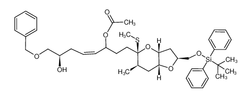 Acetic acid (Z)-(R)-6-benzyloxy-1-{2-[(2S,3aR,5R,6R,7aR)-2-(tert-butyl-diphenyl-silanyloxymethyl)-6-methyl-5-methylsulfanyl-hexahydro-furo[3,2-b]pyran-5-yl]-ethyl}-5-hydroxy-hex-2-enyl ester CAS:680227-35-4 manufacturer & supplier