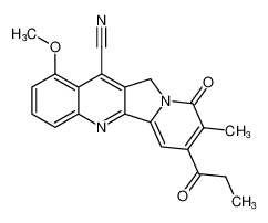 1-methoxy-8-methyl-9-oxo-7-propionyl-9,11-dihydroindolizino[1,2-b]quinoline-12-carbonitrile CAS:681029-86-7 manufacturer & supplier