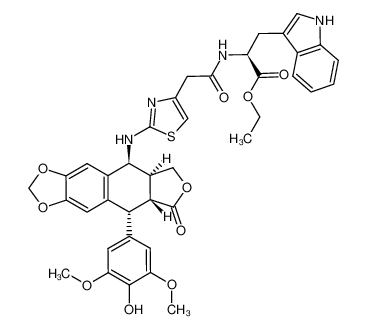 4'-O-demethyl-4β-[4'-(ethyl L-tryptophan-N-acetyl)-2'-thiazolylamino]-4-desoxypodophyllotoxin CAS:681138-02-3 manufacturer & supplier