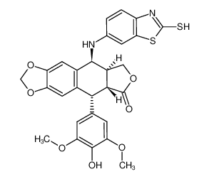 4'-O-demethyl-4β-[6'-(2'-mercaptobenzothiazolylamino)]-desoxypodophyllotoxin CAS:681138-39-6 manufacturer & supplier