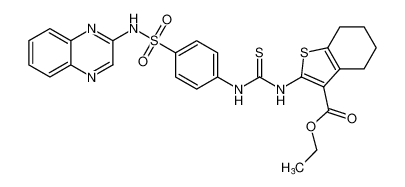 ethyl 2-(3-(4-(N-(quinoxalin-2-yl)sulfamoyl)phenyl)thioureido)-4,5,6,7-tetrahydrobenzo[b]thiophene-3-carboxylate CAS:681235-97-2 manufacturer & supplier