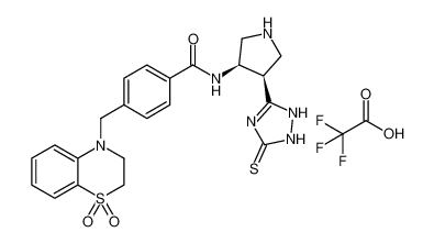 rel-4-((1,1-dioxido-2,3-dihydro-4H-benzo[b][1,4]thiazin-4-yl)methyl)-N-((3R,4R)-4-(5-thioxo-2,5-dihydro-1H-1,2,4-triazol-3-yl)pyrrolidin-3-yl)benzamide 2,2,2-trifluoroacetate CAS:681284-58-2 manufacturer & supplier