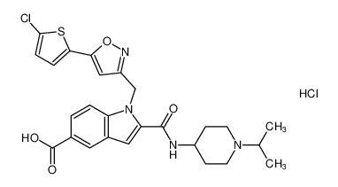 1-((5-(5-chlorothiophen-2-yl)isoxazol-3-yl)methyl)-2-((1-isopropylpiperidin-4-yl)carbamoyl)-1H-indole-5-carboxylic acid hydrochloride CAS:681288-71-1 manufacturer & supplier