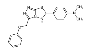 N,N-dimethyl-4-(3-(phenoxymethyl)-5,6-dihydro[1,2,4]triazolo[3,4-b][1,3,4]thiadiazol-6-yl)aniline (en)Benzenamine, 4-[5,6-dihydro-3-(phenoxymethyl)-1,2,4-triazolo[3,4-b][1,3,4]thiadiazol-6-yl]-N,N-dimethyl- (en) CAS:681458-55-9 manufacturer