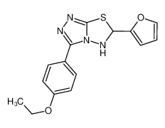 3-(4-ethoxyphenyl)-6-(2-furyl)-5,6-dihydro[1,2,4]triazolo[3,4-b][1,3,4]thiadiazole (en)1,2,4-Triazolo[3,4-b][1,3,4]thiadiazole, 3-(4-ethoxyphenyl)-6-(2-furanyl)-5,6-dihydro- (en) CAS:681458-74-2 manufacturer & supplier