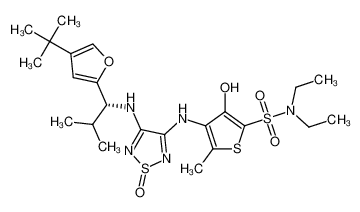 4-((4-(((R)-1-(4-(tert-butyl)furan-2-yl)-2-methylpropyl)amino)-1-oxido-1,2,5-thiadiazol-3-yl)amino)-N,N-diethyl-3-hydroxy-5-methylthiophene-2-sulfonamide CAS:681513-47-3 manufacturer & supplier