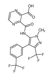 3-((1-methyl-3-(trifluoromethyl)-4-(3-(trifluoromethyl)phenyl)-1H-pyrazol-5-yl)carbamoyl)pyrazine-2-carboxylic acid CAS:683747-87-7 manufacturer & supplier