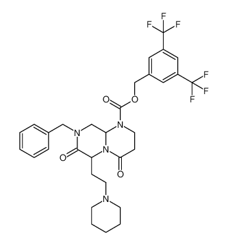 2H-Pyrazino[1,2-a]pyrimidine-1(6H)-carboxylic acid,hexahydro-4,7-dioxo-8-(phenylmethyl)-6-[2-(1-piperidinyl)ethyl]-,[3,5-bis(trifluoromethyl)phenyl]methyl ester CAS:683757-56-4 manufacturer & supplier