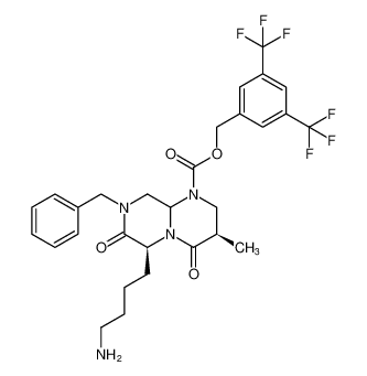 2H-Pyrazino[1,2-a]pyrimidine-1(6H)-carboxylic acid,6-(4-aminobutyl)hexahydro-3-methyl-4,7-dioxo-8-(phenylmethyl)-,[3,5-bis(trifluoromethyl)phenyl]methyl ester, (3R,6S)-rel- CAS:683757-92-8 manufacturer & supplier