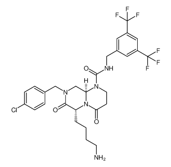 2H-Pyrazino[1,2-a]pyrimidine-1(6H)-carboxamide,6-(4-aminobutyl)-N-[[3,5-bis(trifluoromethyl)phenyl]methyl]-8-[(4-chlorophenyl)methyl]hexahydro-4,7-dioxo-, (6R,9aR)-rel- CAS:683760-41-0 manufacturer & supplier