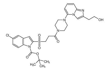 1H-Indole-1-carboxylic acid,5-chloro-2-[[3-[4-[2-(2-hydroxyethyl)imidazo[1,2-a]pyridin-5-yl]-1-piperazinyl]-3-oxopropyl]sulfonyl]-, 1,1-dimethylethyl ester CAS:684222-34-2 manufacturer & supplier