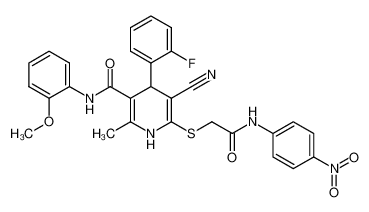 5-cyano-4-(2-fluorophenyl)-N-(2-methoxyphenyl)-2-methyl-6-((2-((4-nitrophenyl)amino)-2-oxoethyl)thio)-1,4-dihydropyridine-3-carboxamide CAS:685095-28-7 manufacturer & supplier