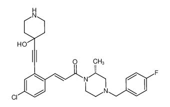 (E)-3-[4-chloro-2-(4-hydroxypiperidin-4-ylethynyl)-phenyl]-1-[(R)-4-(4-fluorobenzyl)-2-methylpiperazin-1-yl]-propenone CAS:685534-57-0 manufacturer & supplier