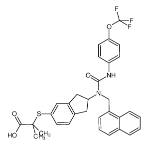 2-methyl-2-{2-[1-naphthalen-1-ylmethyl-3-(4-trifluoromethoxyphenyl)-ureido]indan-5-ylsulfanyl}-propionic acid CAS:685831-88-3 manufacturer & supplier