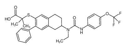 2-{6-[1-ethyl-3-(4-trifluoromethoxyphenyl)ureido]-3-phenyl-5,6,7,8-tetrahydronaphthalen-2-ylsulfanyl}-2-methylpropionic acid CAS:685832-19-3 manufacturer & supplier