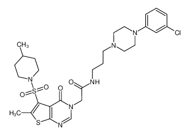 N-(3-(4-(3-chlorophenyl)piperazin-1-yl)propyl)-2-(6-methyl-5-((4-methylpiperidin-1-yl)sulfonyl)-4-oxothieno[2,3-d]pyrimidin-3(4H)-yl)acetamide CAS:685843-36-1 manufacturer & supplier