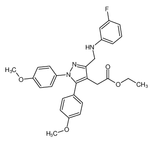 1H-Pyrazole-4-acetic acid,3-[[(3-fluorophenyl)amino]methyl]-1,5-bis(4-methoxyphenyl)-, ethyl ester CAS:685853-95-6 manufacturer & supplier