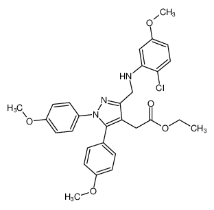 ethyl 2-(3-(((2-chloro-5-methoxyphenyl)amino)methyl)-1,5-bis(4-methoxyphenyl)-1H-pyrazol-4-yl)acetate CAS:685854-61-9 manufacturer & supplier