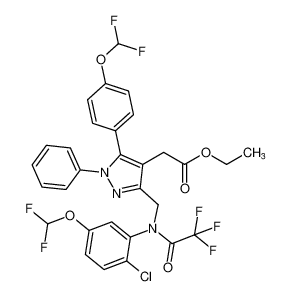 ethyl 2-(3-((N-(2-chloro-5-(difluoromethoxy)phenyl)-2,2,2-trifluoroacetamido)methyl)-5-(4-(difluoromethoxy)phenyl)-1-phenyl-1H-pyrazol-4-yl)acetate CAS:685854-94-8 manufacturer & supplier