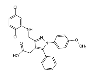 2-(3-(((2,5-dichlorophenyl)amino)methyl)-1-(4-methoxyphenyl)-5-phenyl-1H-pyrazol-4-yl)acetic acid CAS:685855-89-4 manufacturer & supplier