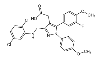 2-(3-(((2,5-dichlorophenyl)amino)methyl)-5-(3-fluoro-4-methoxyphenyl)-1-(4-methoxyphenyl)-1H-pyrazol-4-yl)acetic acid CAS:685856-20-6 manufacturer & supplier