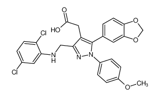 2-(5-(benzo[d][1,3]dioxol-5-yl)-3-(((2,5-dichlorophenyl)amino)methyl)-1-(4-methoxyphenyl)-1H-pyrazol-4-yl)acetic acid CAS:685856-21-7 manufacturer & supplier