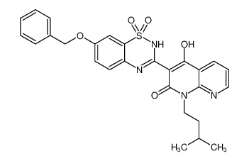 3-(7-(benzyloxy)-1,1-dioxido-2H-benzo[e][1,2,4]thiadiazin-3-yl)-4-hydroxy-1-isopentyl-1,8-naphthyridin-2(1H)-one CAS:686267-99-2 manufacturer & supplier