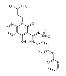 3-[1,1-dioxido-7-(pyrimidin-2-yloxy)-4H-1,2,4-benzothiadiazin-3-yl]-4-hydroxy-1-(3-methylbutyl)-1,8-naphthyridin-2(1H)-one CAS:686268-19-9 manufacturer & supplier