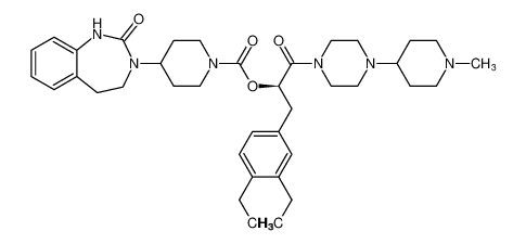 (R)-3-(3,4-diethylphenyl)-1-(4-(1-methylpiperidin-4-yl)piperazin-1-yl)-1-oxopropan-2-yl 4-(2-oxo-1,2,4,5-tetrahydro-3H-benzo[d][1,3]diazepin-3-yl)piperidine-1-carboxylate CAS:686297-15-4 manufacturer & supplier